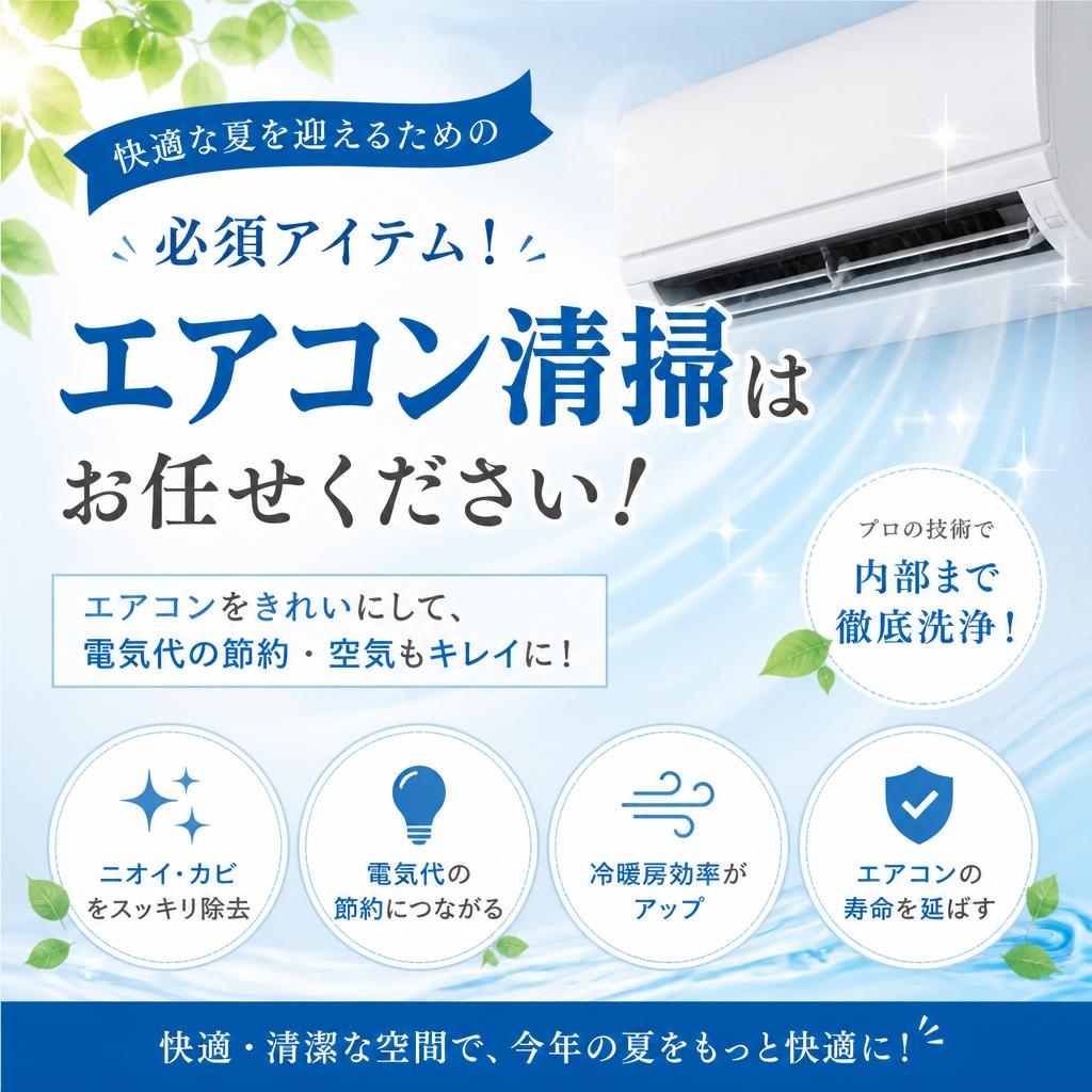 快適な夏を迎えるための必須アイテム！エアコン清掃はお任せください！