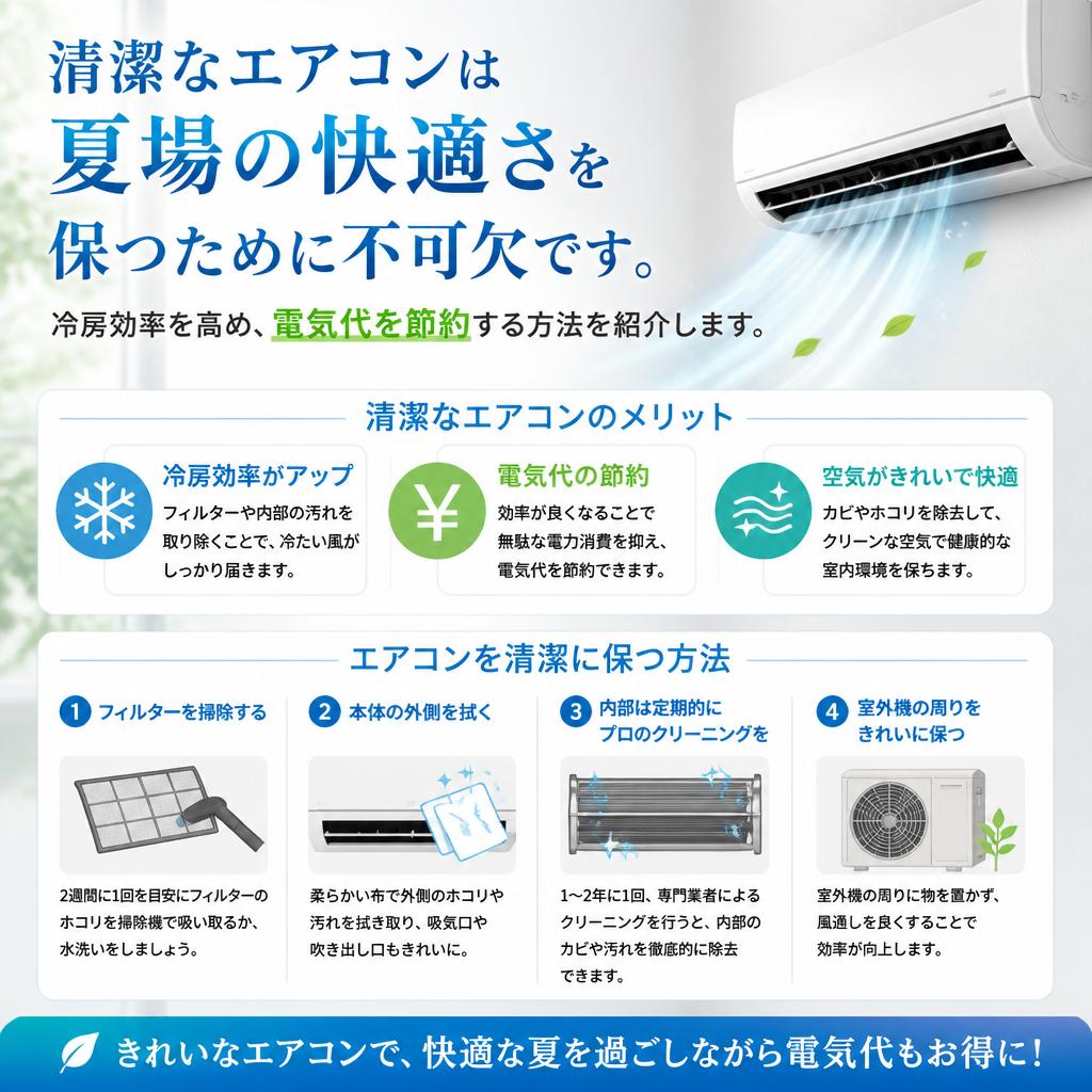夏の快適さを守る！エアコンクリーニングの利点