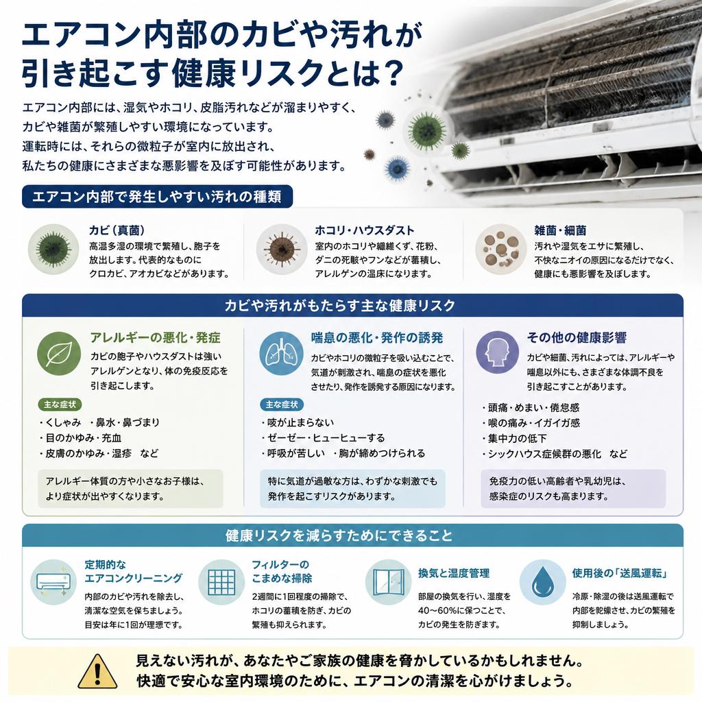 2. エアコン内部のカビが引き起こす健康リスク