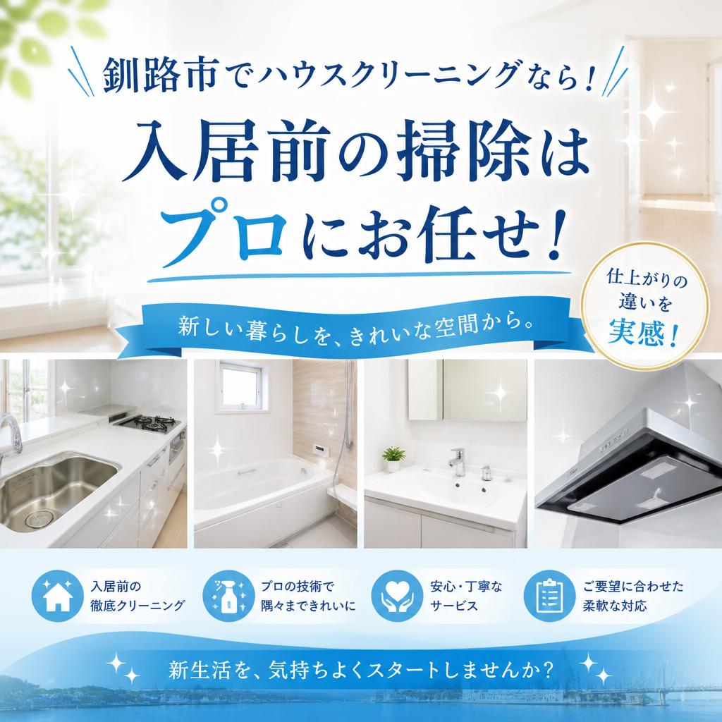 釧路市でハウスクリーニングなら！入居前の掃除はプロにお任せ！