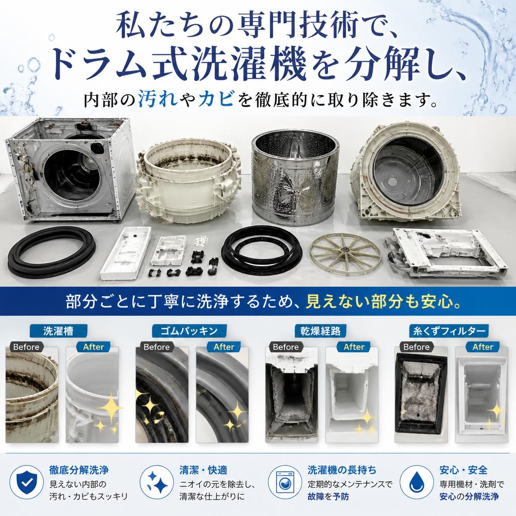 分解清掃で隅々まで徹底洗浄