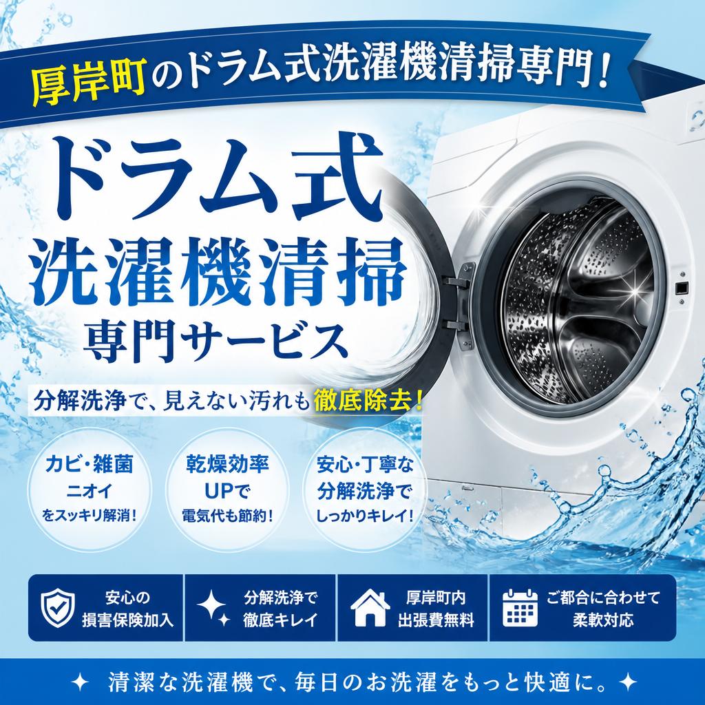 厚岸町のドラム式洗濯機清掃専門！