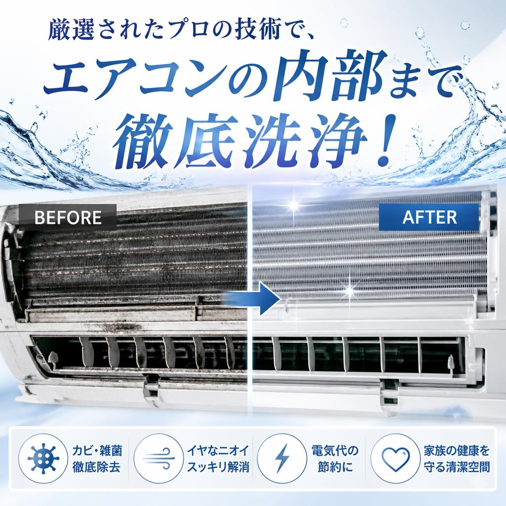 厳選されたプロの技術で、エアコンの内部まで徹底洗浄！