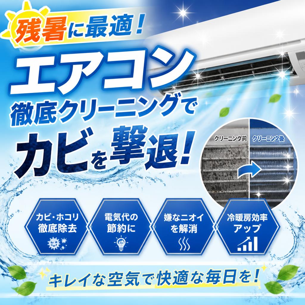残暑に最適！エアコン徹底クリーニングでカビを撃退！