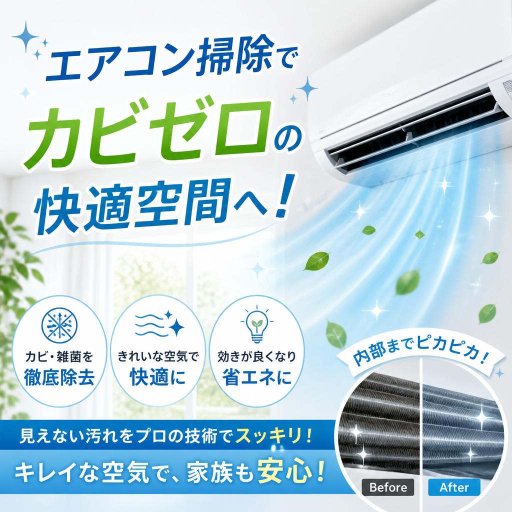 エアコン掃除でカビゼロの快適空間へ！