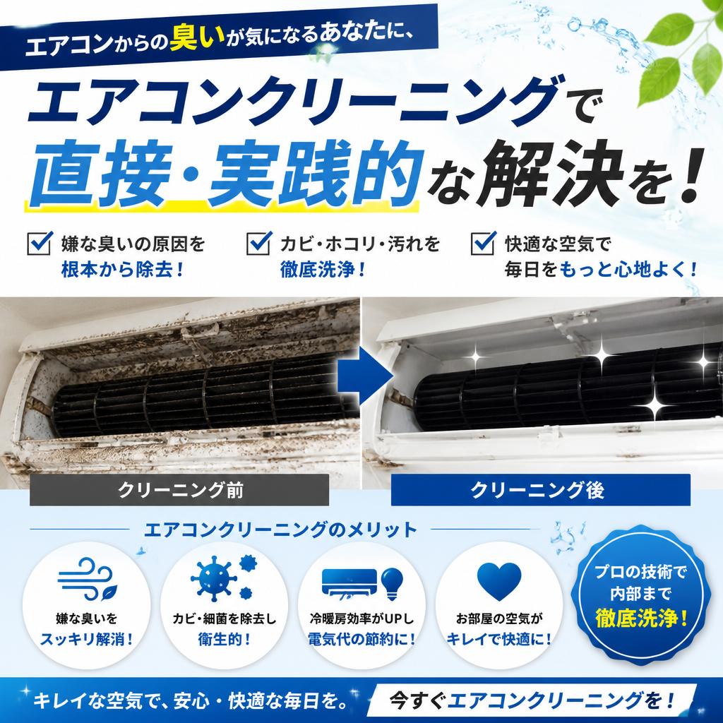 エアコンからの臭いが気になるあなたに、エアコンクリーニングで直接・実践的な解決を！