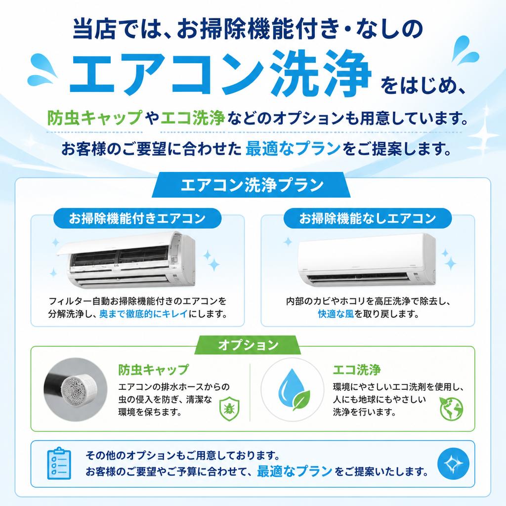 お掃除本舗根室店のエアコン洗浄メニュー