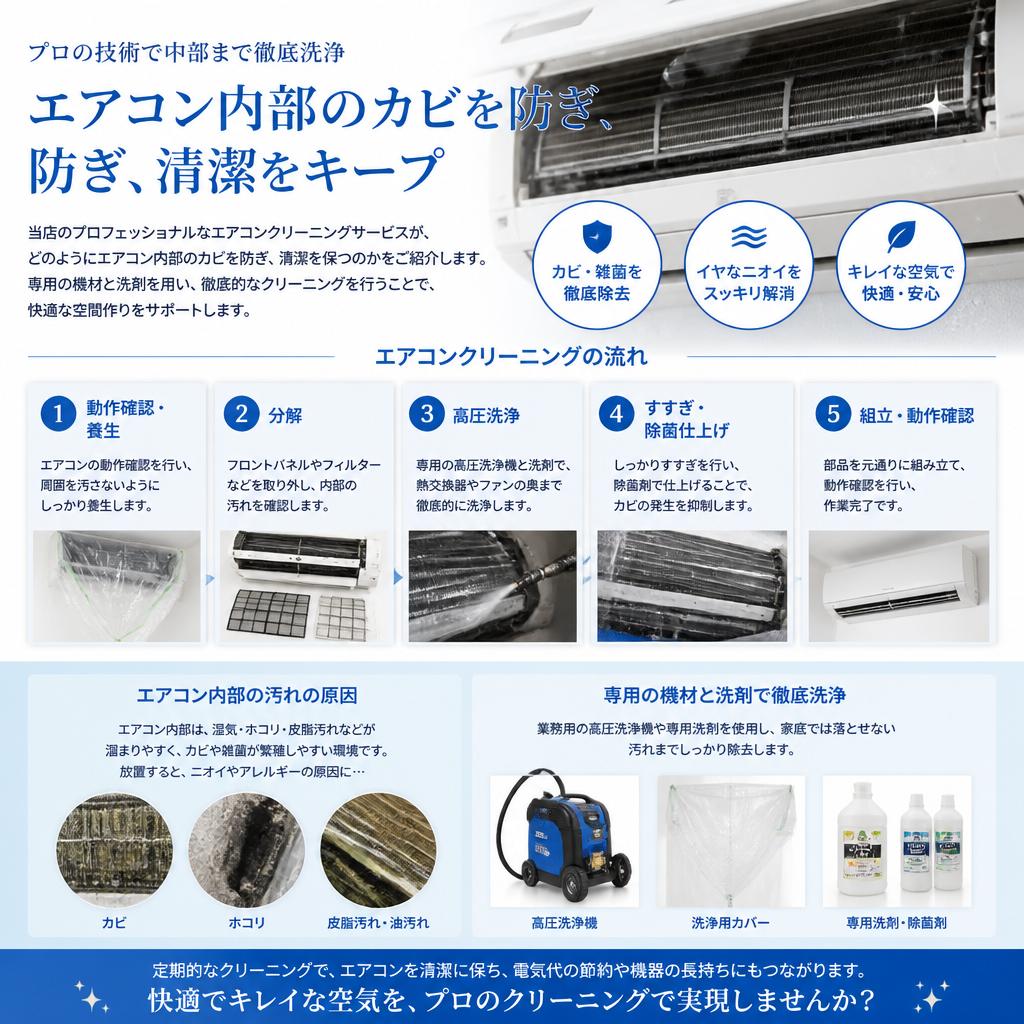 エアコンの防カビ対策はおそうじ本舗根室店にお任せ