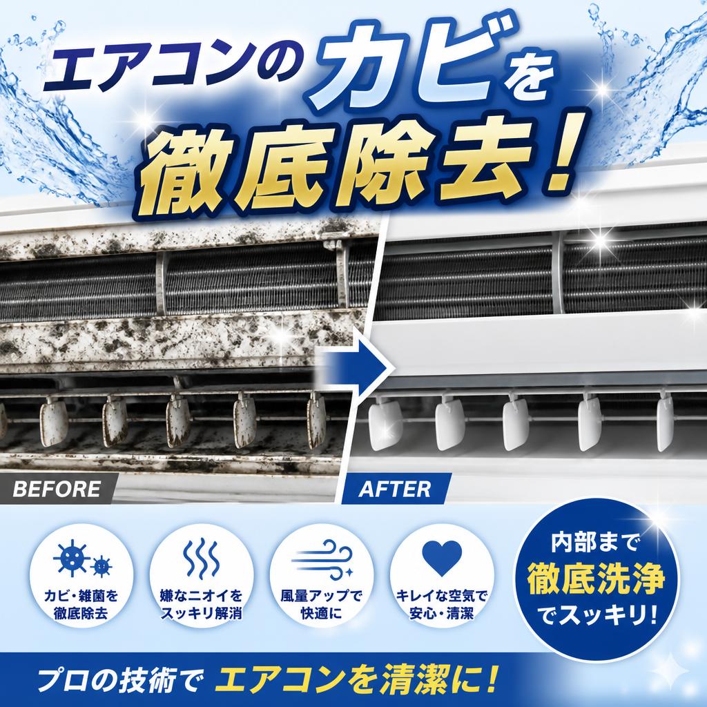 エアコンのカビを徹底除去！