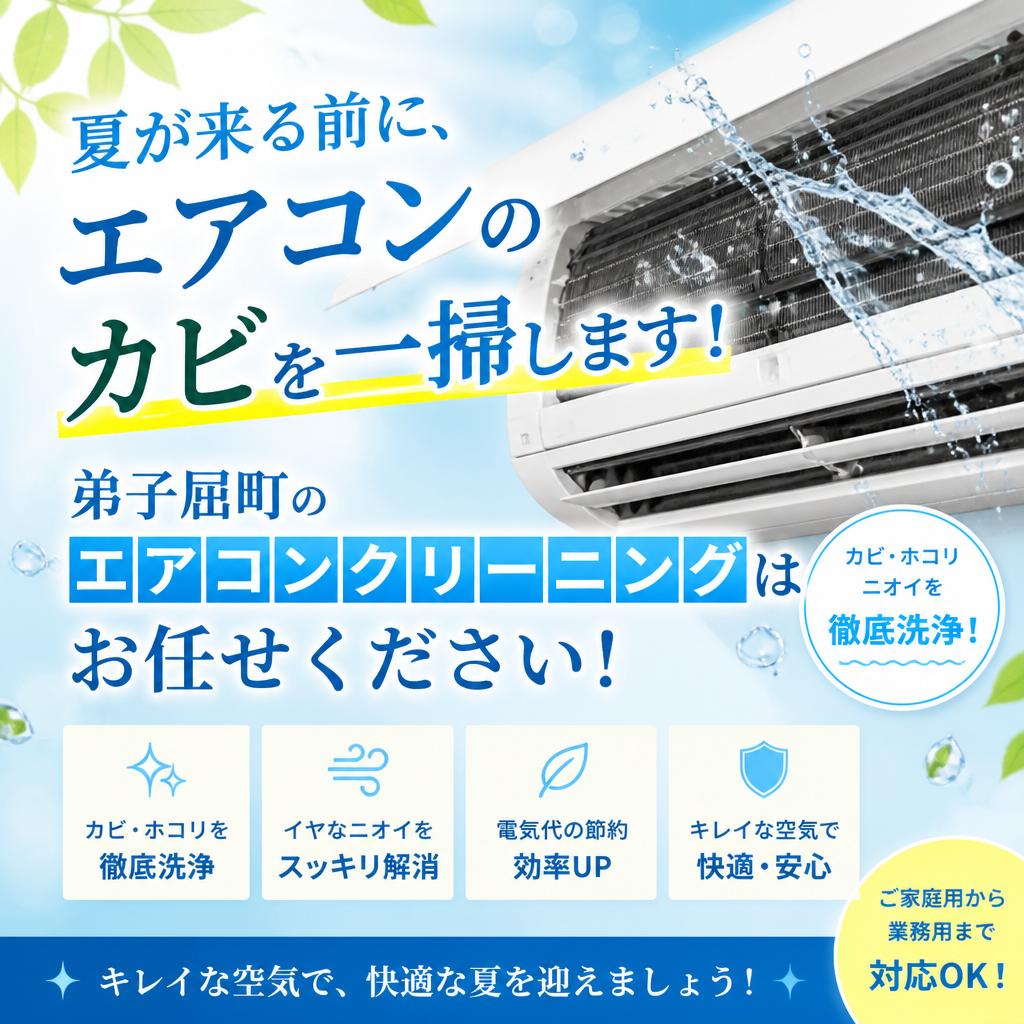 夏が来る前に、エアコンのカビを一掃します！弟子屈町のエアコンクリーニングはお任せください！