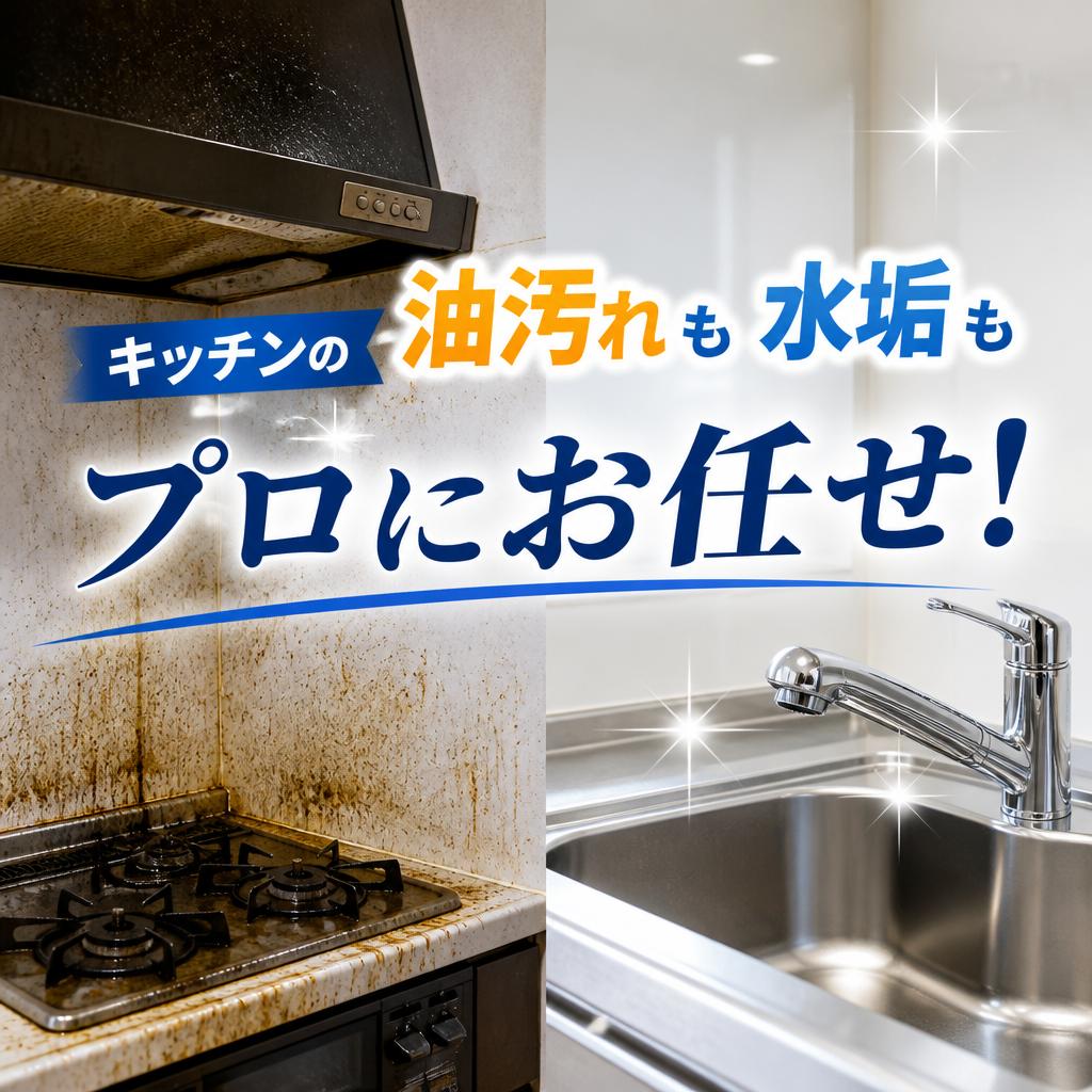 キッチンの油汚れも水垢もプロにお任せ！
