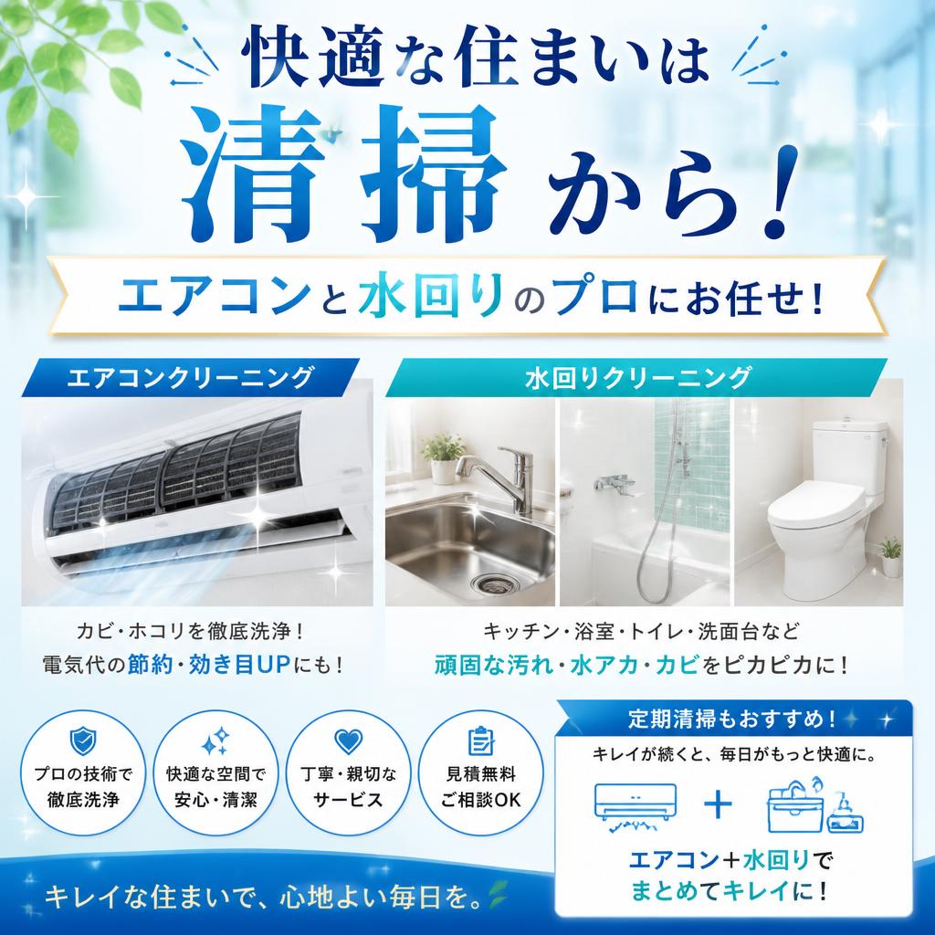 快適な住まいは清掃から！エアコンと水回りのプロにお任せ！
